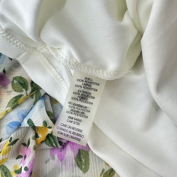 NEW Calvin Klein Multi Floral Print Asymmetrical Hem Sleeveless Dress Sz 14 - Picture 10 of 10